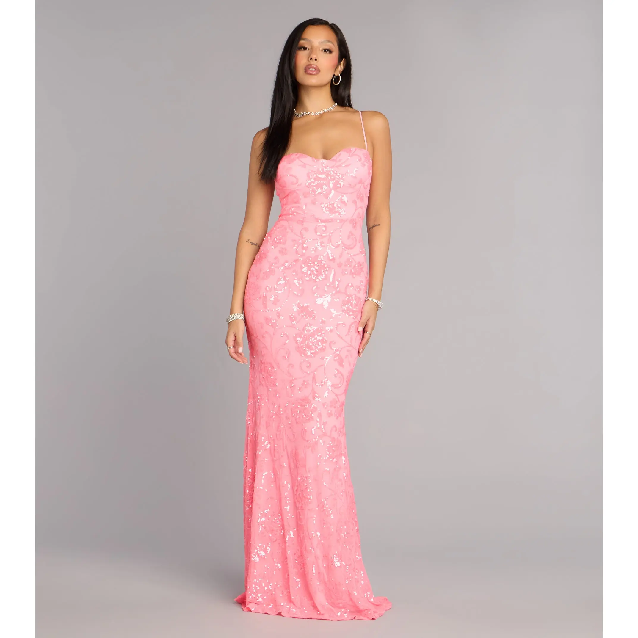 angelina satin tie back floral sequin dress windsor - TikTok Shop angelina satin tie back floral sequin dress windsor - TikTok Shop