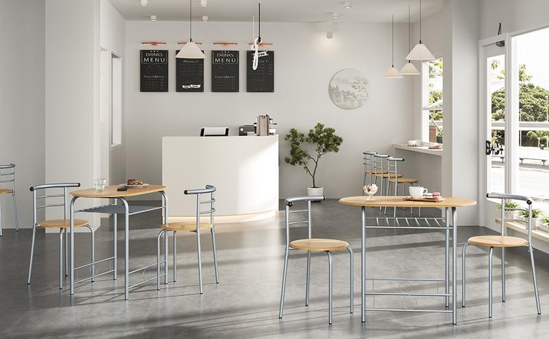 Yaheetech 3 Piece Dining Table Set Kitchen Table & Chair Sets for 2 with Steel Legs and Storage Rack for Kitchen Apartment Small Space