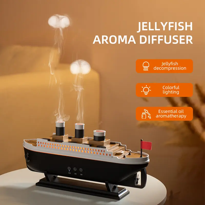 Simulation Ship Aromatherapy Machine Home Desktop Creative Smart Humidifier with Essential Oil Diffuser for Home Decor and Lighting Led Lighting Mist,back to school,back to school haul