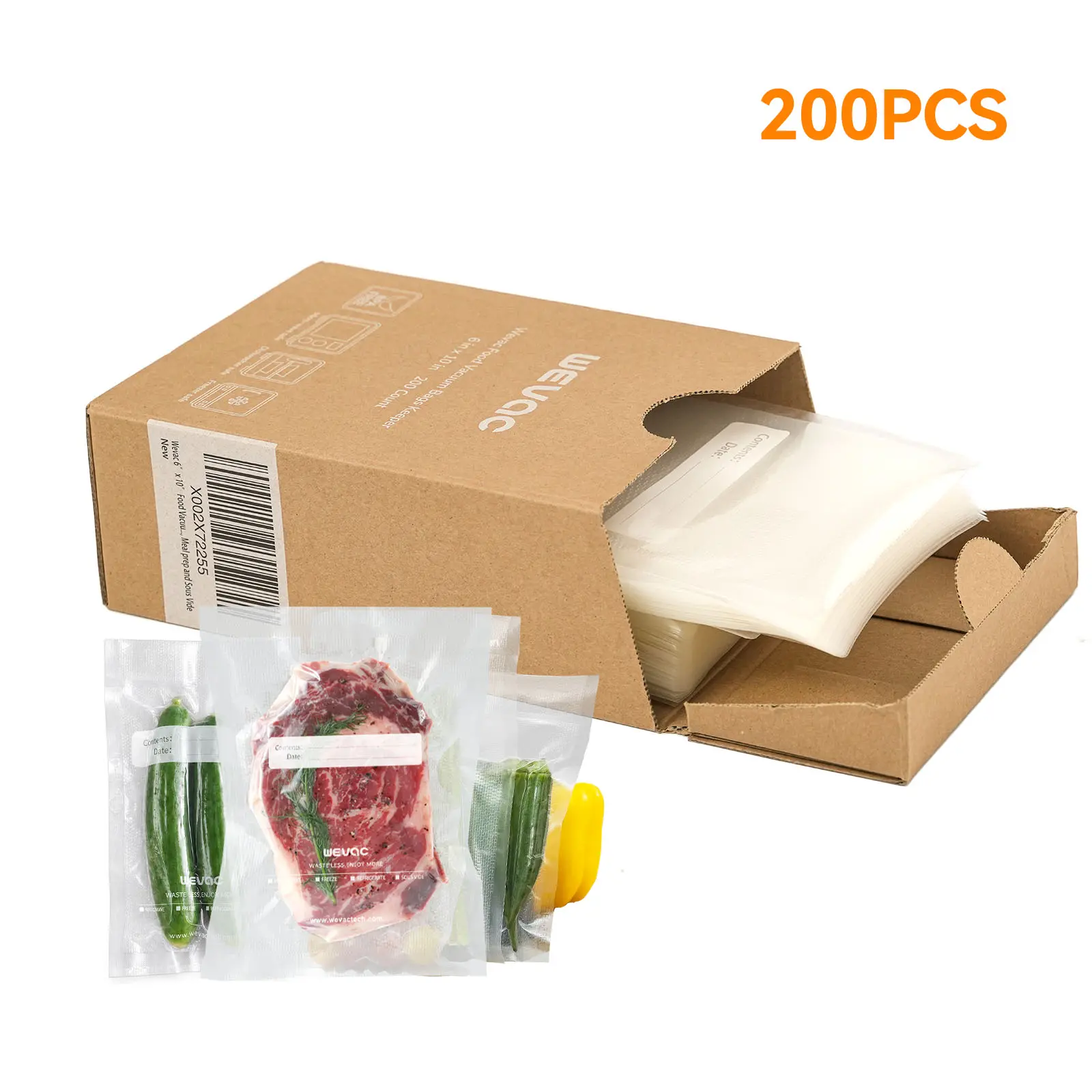Wevac Vacuum Sealer Bags - 3 Mil, 200 Count Vacuum Storage Bags for Kitchen Food Preservation,home essentials
