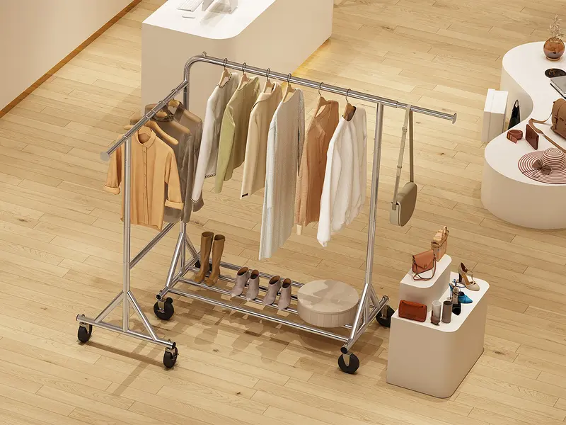 Raybee Rolling Clothes Rack, 330LBS Metal Garment Rack w Wheels ...