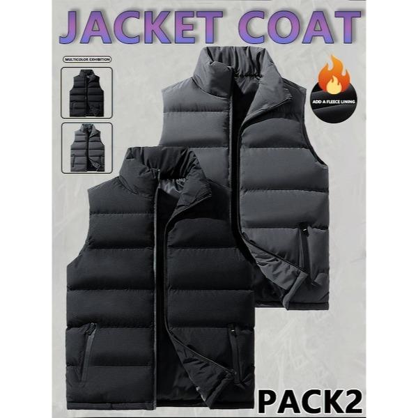 Mens Vest Jacket Warm Sleeveless Jackets Winter Waterproof Zipper Coat Autumn Stand-up Collar Casual Waistcoat Brand Clothing