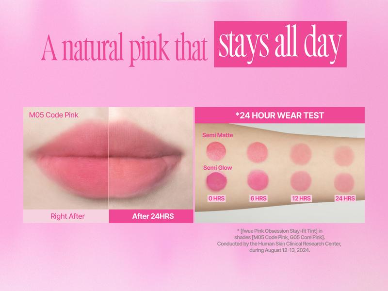 fwee Pink Obsession Stay-Fit Lip Tint | Weightless & Layerable Tint for Smudge-proof, Long-lasting Wear | Soft Blur Finish or Vibrant Flush,  | 20 Colors Makeup