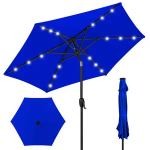 Best Choice Products 7.5ft Outdoor Solar Patio Umbrella for Deck, Pool w/ Tilt, Crank, LED Lights