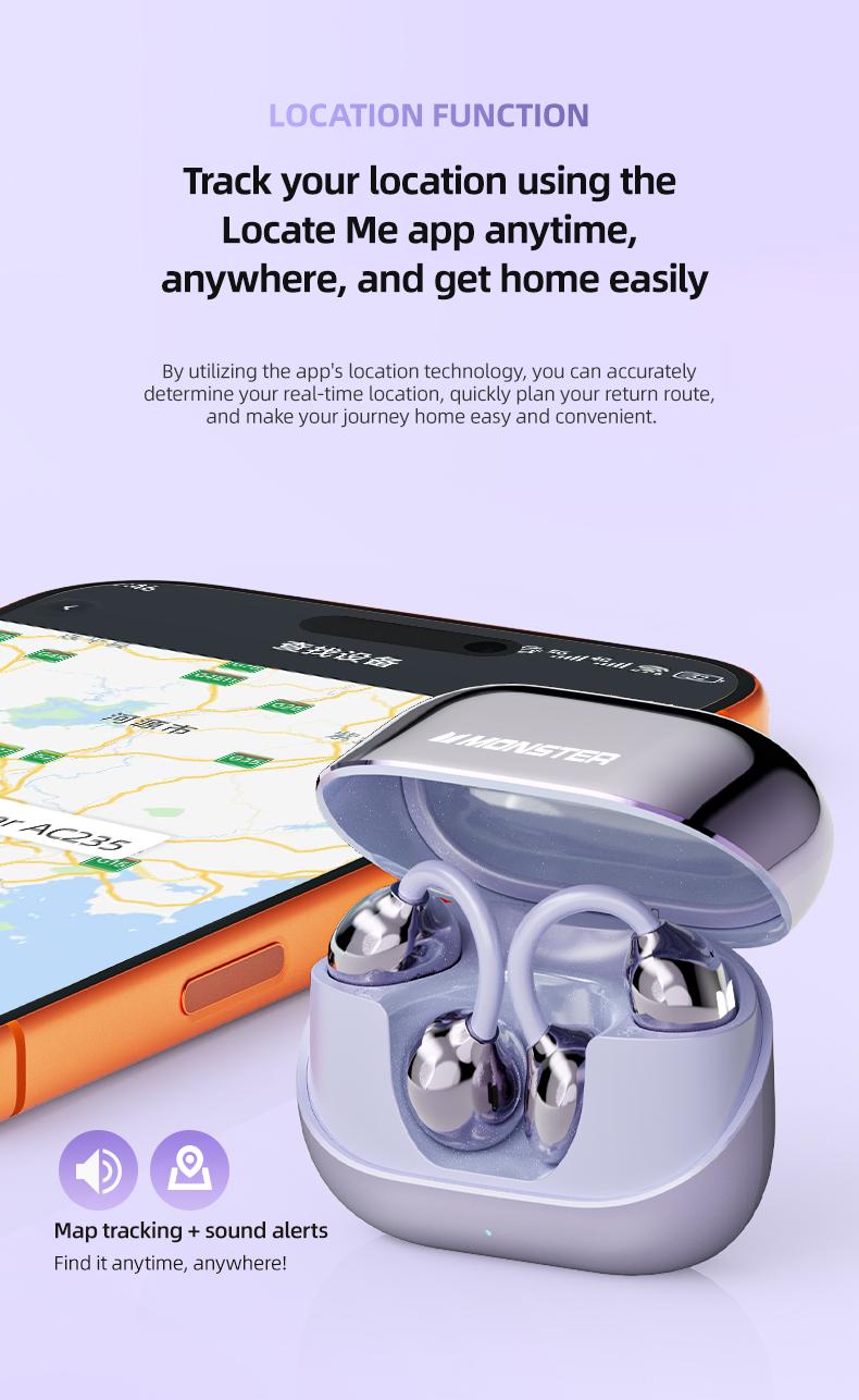 Monster Bluetooth Earbuds, Wireless Ear Hook Headphones Bluetooth 6.0, 100H Playtime, Noise Cancelling, IPX5 Waterproof & Sweatproof Sport Headset for Gym, Travel & Work, Ideal Perfect Gift for Men & Women