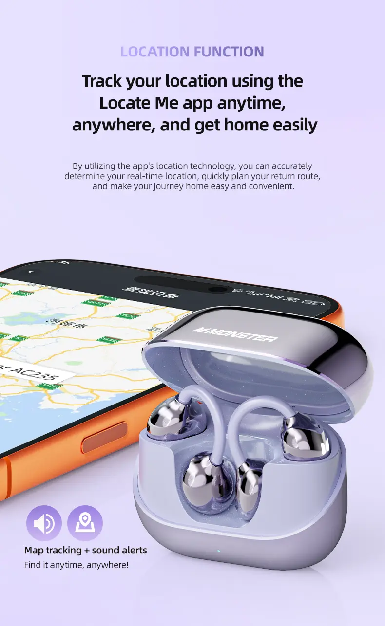 Monster In-Ear Bluetooth 6.0 Wireless Clip-On Headphones, ENC Noise Cancelling, Hi-Fi Stereo Sound, 165H Playtime, Waterproof Sweatproof, Fast Charging Boost, Hands-Free Portable, Halloween Gift for Men, for School/Work From Home