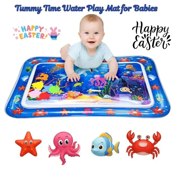 Inflatable Ocean Theme Tummy Time Water Play Mat - BPA & Latex-Free Multifunctional Sensory Baby Toy, Touch-Enabled Activity Center for 3-24 Months, 9-12 Months, Indoor All-Seasons Motor Skills Development Playgym