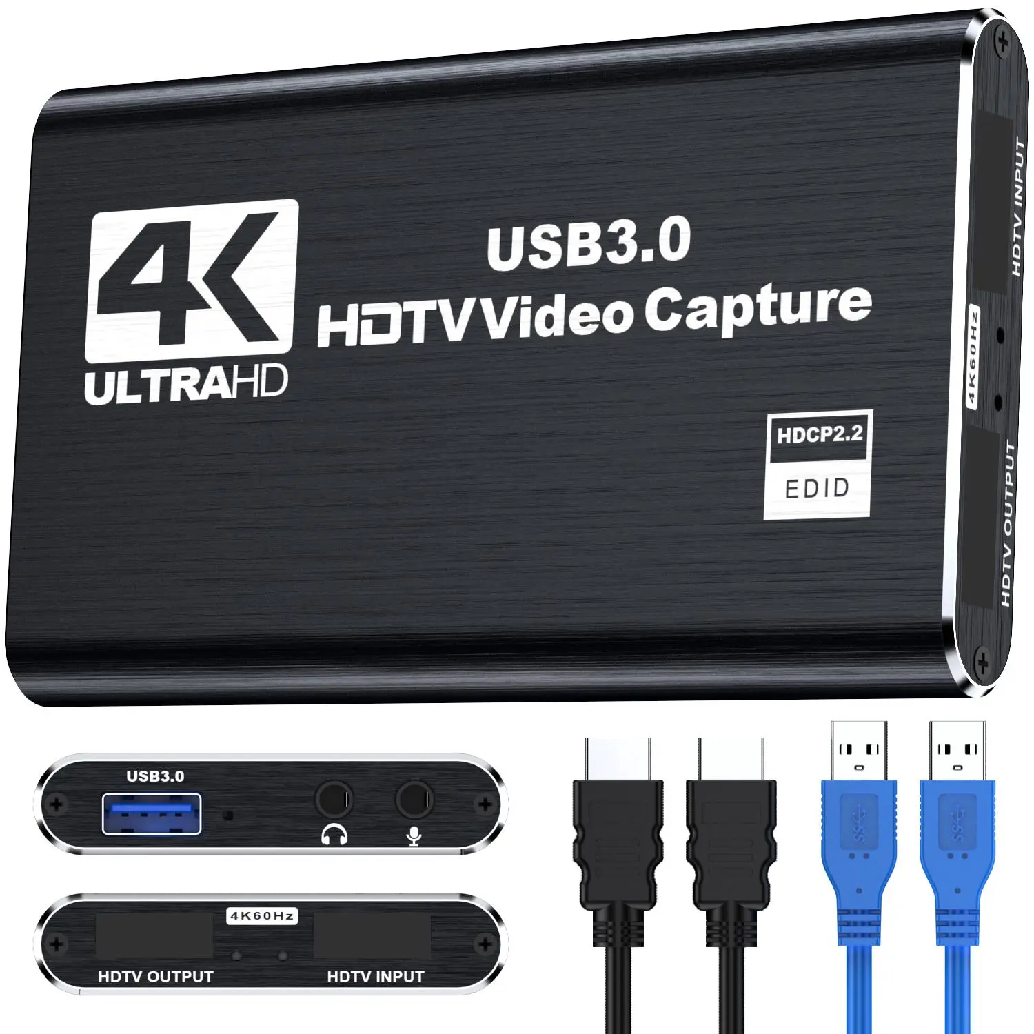 4K HDMI Capture Card for Streaming, 1 Count USB Cam Link Game Audio Video Capture Card with 4K Input, HDMI Output and Full HD 1080P 60FPS Capture, Peripherals & Accessories for Camera, PS5, PS4, 3DS, Xbox and Other HDMI Devices