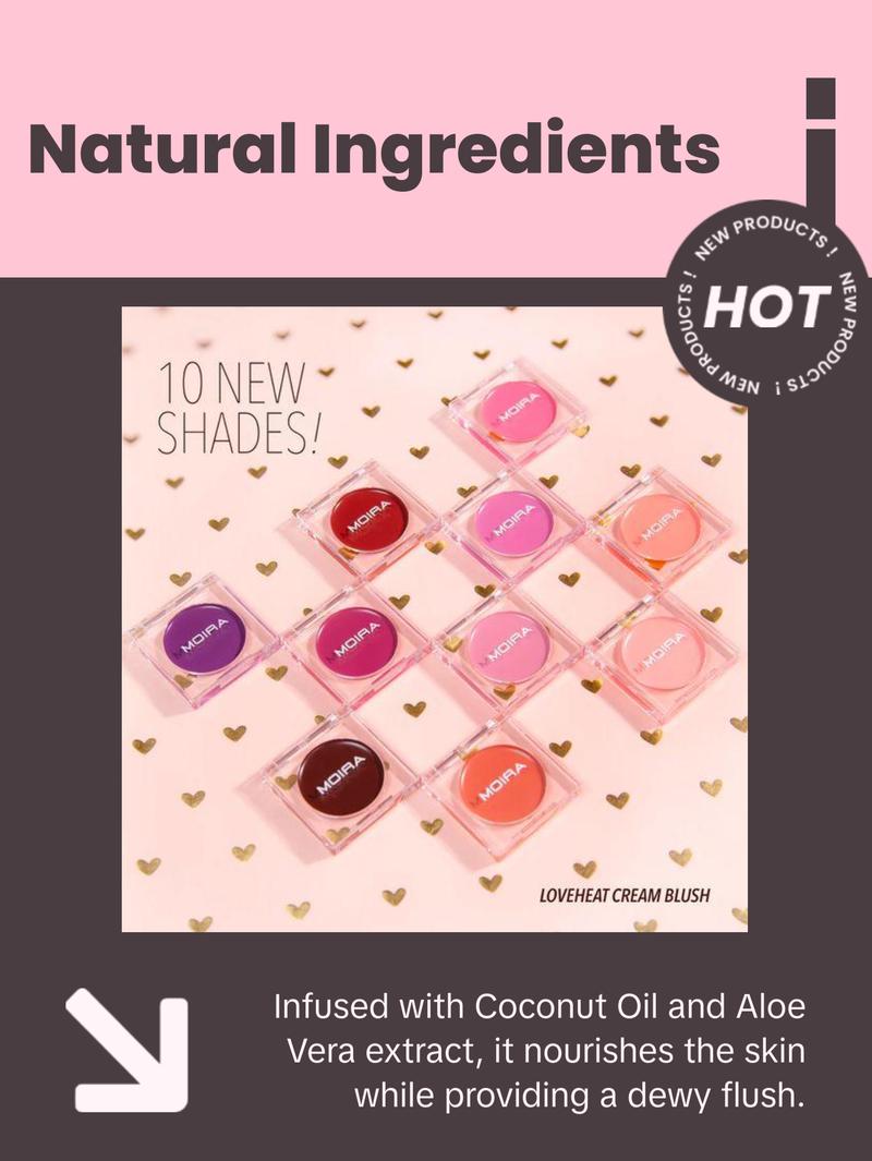 MOIRA Loveheat Cream Blush - Lightweight Makeup for Flawless Look - Coconut