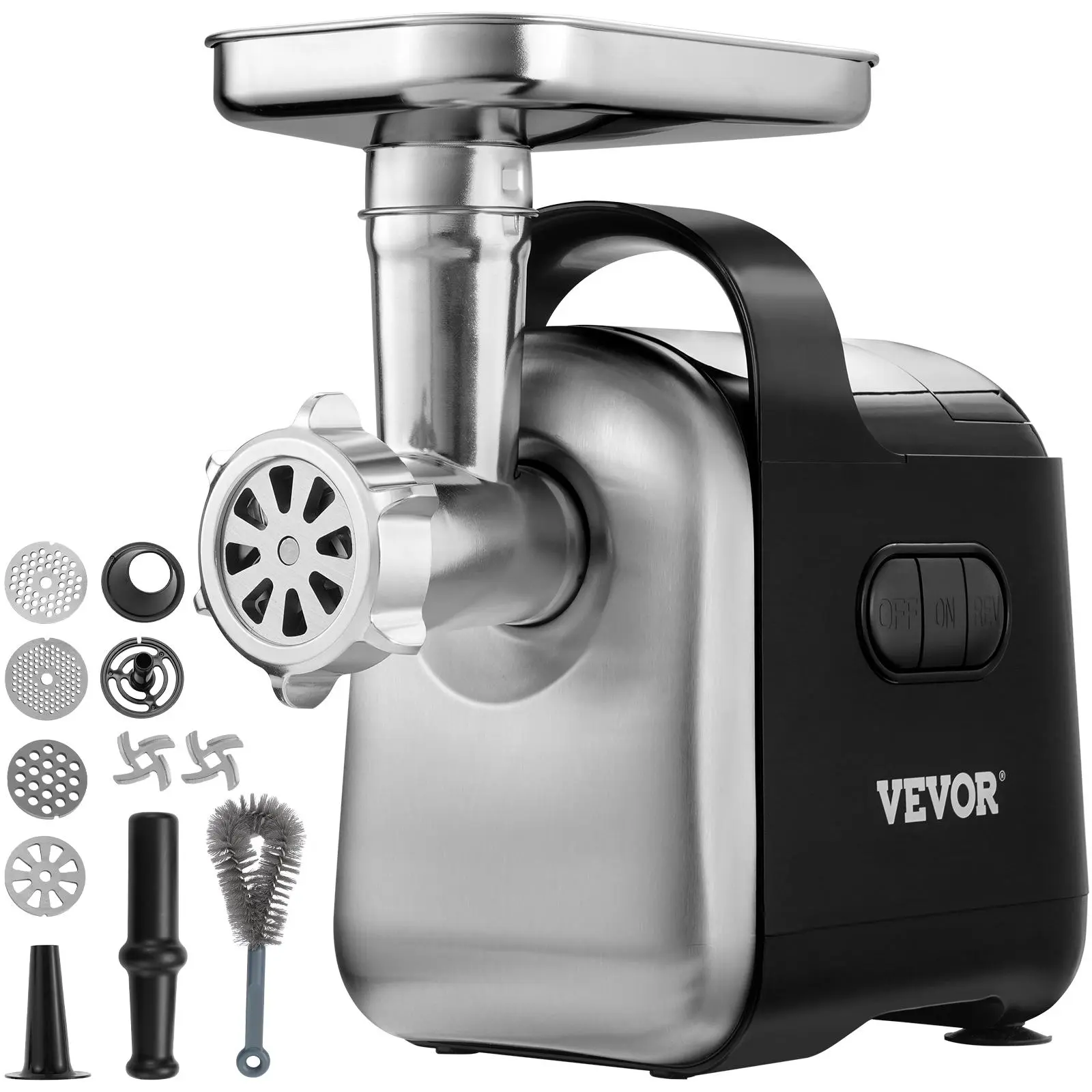 VEVOR Electric Meat Grinder, 6.6 Lb/Min, 550W(2200W MAX) Industrial Meat Mincer with 2 Blade, 3 Grinding Plates, Sausage Maker & Kubbe Kit ABS + Stainless Steel Commercial Meat Grinder, ETL Listed