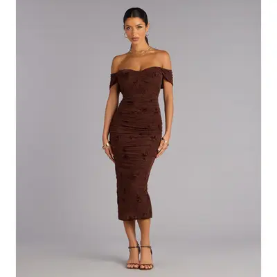 Azura Off The Shoulder Maxi Dress Burgundy Princess Polly - TikTok Shop