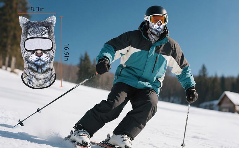 3D Cat Ski Mask Balaclava with Ears - Cat Shiesty Face Cover for Skiing, Music Festivals, Cycling, Halloween Parties