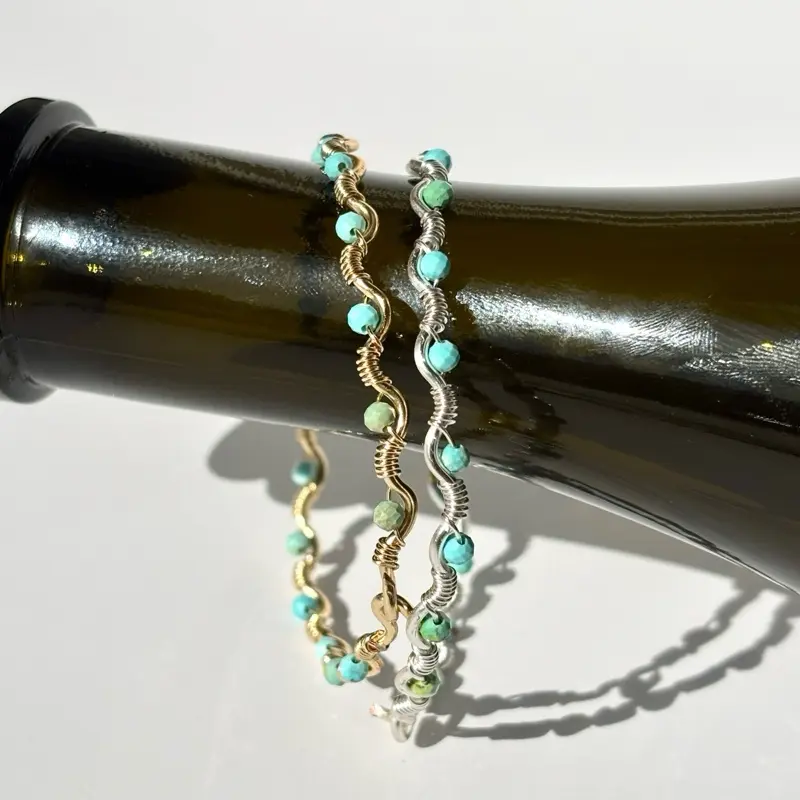 December Turquoise Birthstone Bracelet | Handmade Wire Wrapped Jewelry