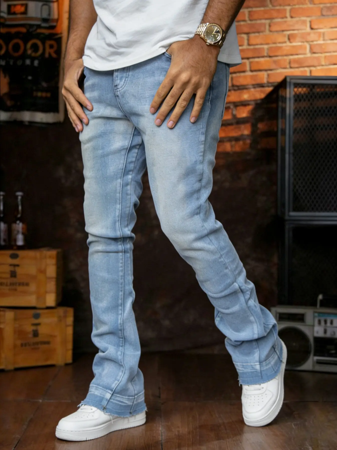 Men's Multi-Color Flared Jeans, Stretch Slim Fit Denim Pants, Vintage Washed Bootcut Jeans, Y2K Street Style, Suitable for Street Looks and Daily Wear, Ideal Gift for Boyfriends and Husbands