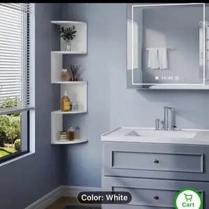 5-Level Corner Shelf for Wall Installation - Compact Floating Storage Solution, Timeless White Acrylic Shelves Suitable for Bathroom, Living Room, Bedroom, Kitchen, Office - Stylish Organizer & Storage Rack, Bathroom Storage Solutions