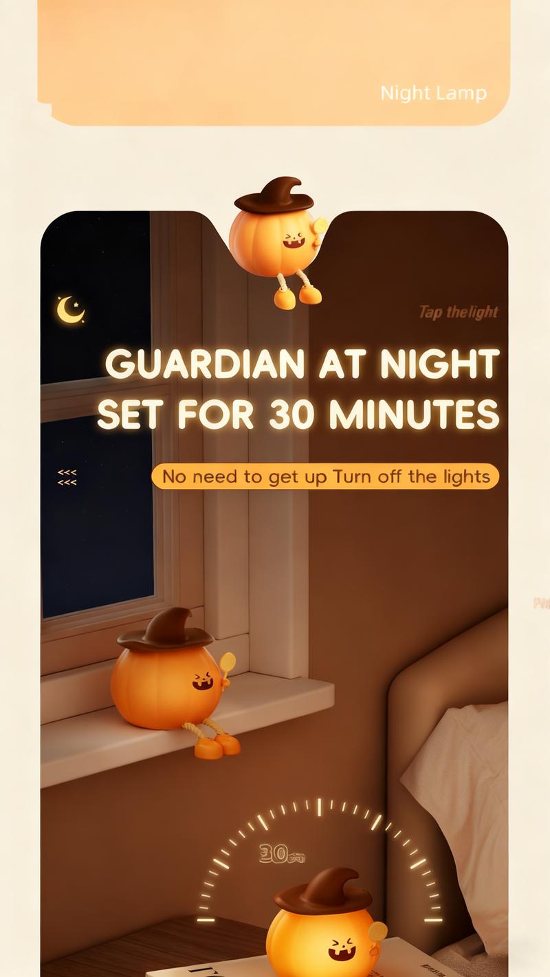Adorable Pumpin Night Light - Multiple Brightness Settings, Lighting, Bedroom Lamp, Modern Decor, Animal Theme, Soft Touch, Durable Construction, Touch Control Lamp, Adjustable Brightness, Home Decorators, Room
