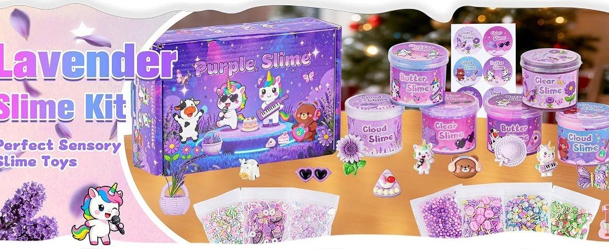 6 Pack Slimes, Purple Slime for Kids, Butter Cloud Slime kit for Girls Ages 8-12, Toys for Girls and Boys, Birthday Halloween Christmas Party Favors for Kids Goodie Bag Stuffers