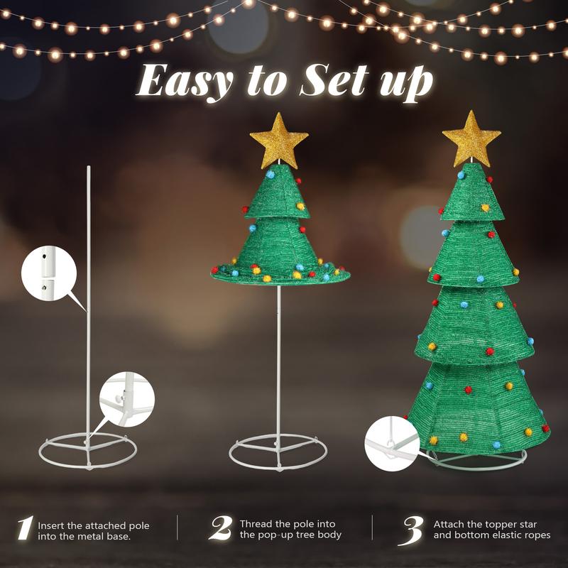 6ft Pre-Lit Pop-Up Christmas Tree with 200 LED Lights, Large Holiday Party Christmas Decoration for Indoor and Outdoor Use, Green 6ft Pre-Lit Pop-Up Christmas Tree with 200 LED Lights, Large Holiday Party Christmas Decoration for Indoor and Outdoor Use, Green
