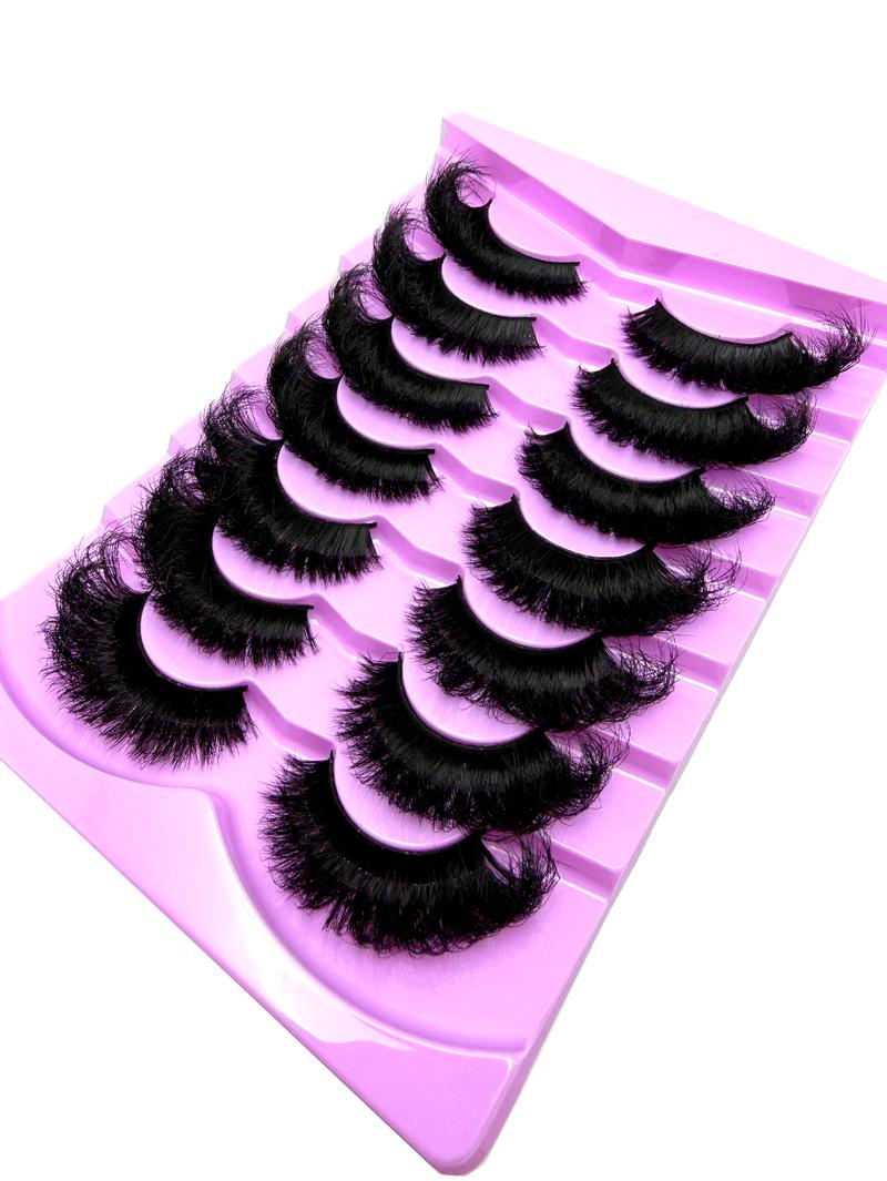 7 Pairs Natural Looking Thick & Fluffy Faux Mink 3D Eyelashes, Russian Volume Lashes Drama Messy Mink Eyelashes, Smart Long Winged Fox Eye Lifting & Lengthening Eyelash Extension Kit, Full Lash Strip Reusable For Daily & Party Use