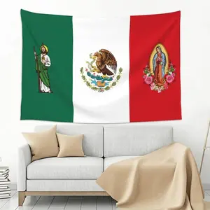 Tapestry Mexican Flag Tapestry San Judas Tadeo Virgen de Guadalupe Wall Decor Cotton Decorative Decoration Living Room Linen Light