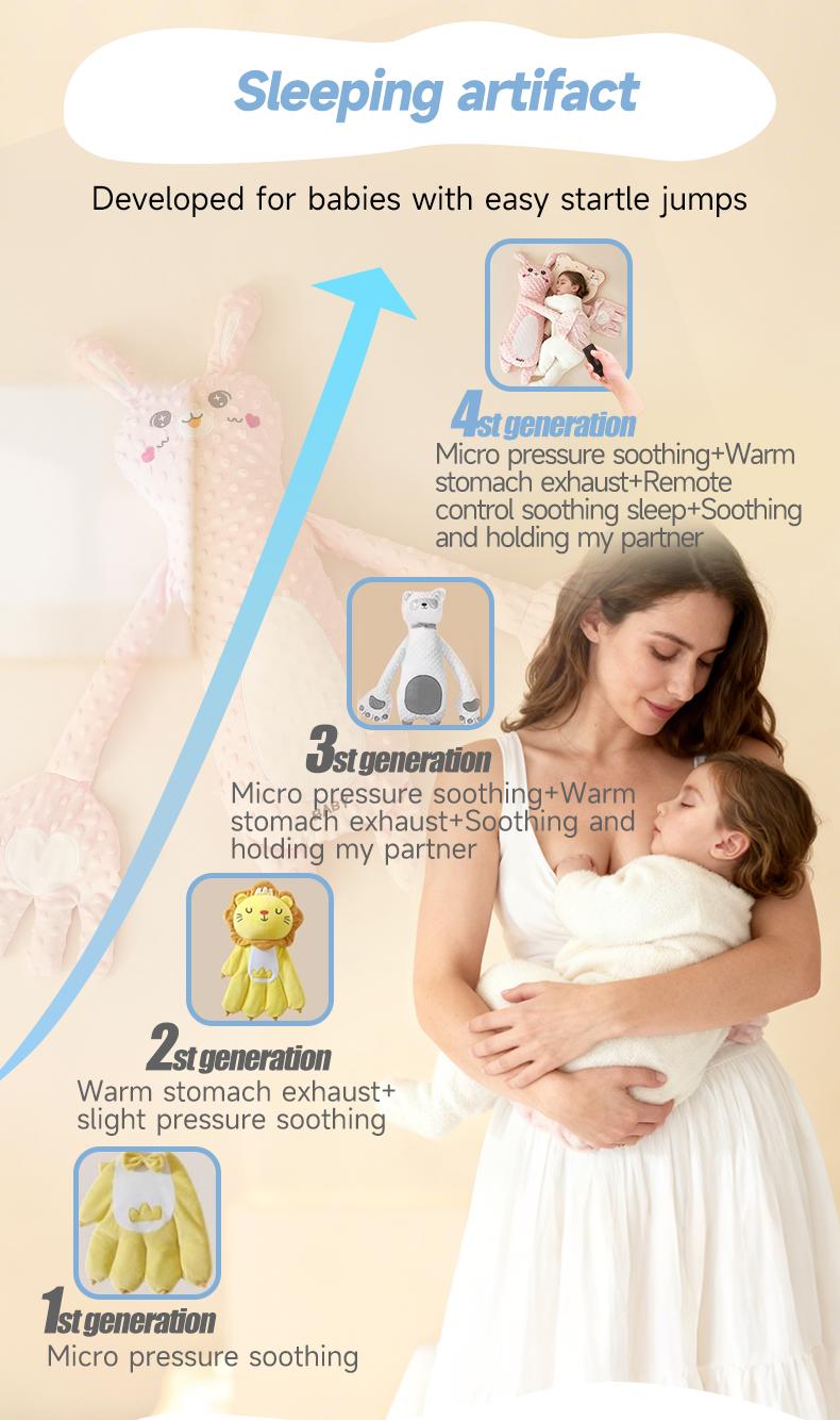 Big White Goose Baby Soothing Pillow Soft Cotton Hugging Sleep Aid Cushion for Newborns with Remote Control Three Adjustable Modes