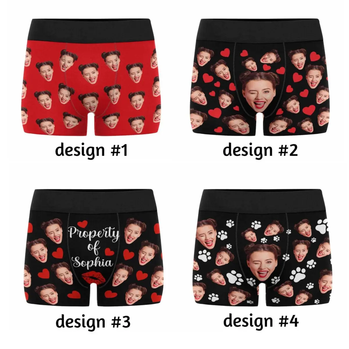 Personalized Face Underwear for Men, Custom Photo Boxer Briefs, Paper Anniversary Gift for Husband, Boyfriend, Wedding, Valentine, Birthday Present