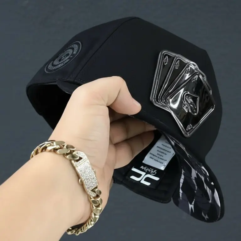 Poker Hat with Card Design Luxury For Lover, Gorra Poker 100% Cotton, Black Hat Pokers For unisex