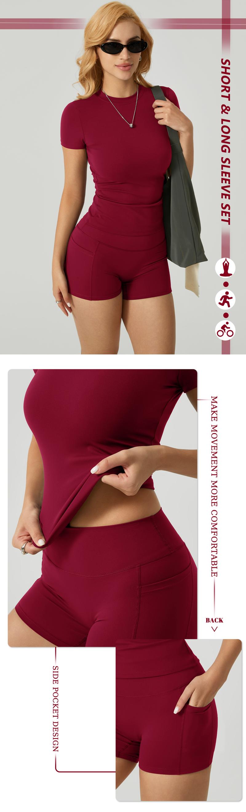 TimeOFF 5-Piece Solid Sports Tee Set Round Neck Slim Stretchy Ideal for Yoga Gym Workouts Women's Athletic Wear Sporty Style Clothes gym shirts workout tops oversized gym shirts Fitness Outfit TimeOFF 5-Piece Solid Sports Tee Set Round Neck Slim Stretchy Ideal for Yoga Gym Workouts Women's Athletic Wear Sporty Style Clothes gym shirts workout tops oversized gym shirts Fitness Outfit