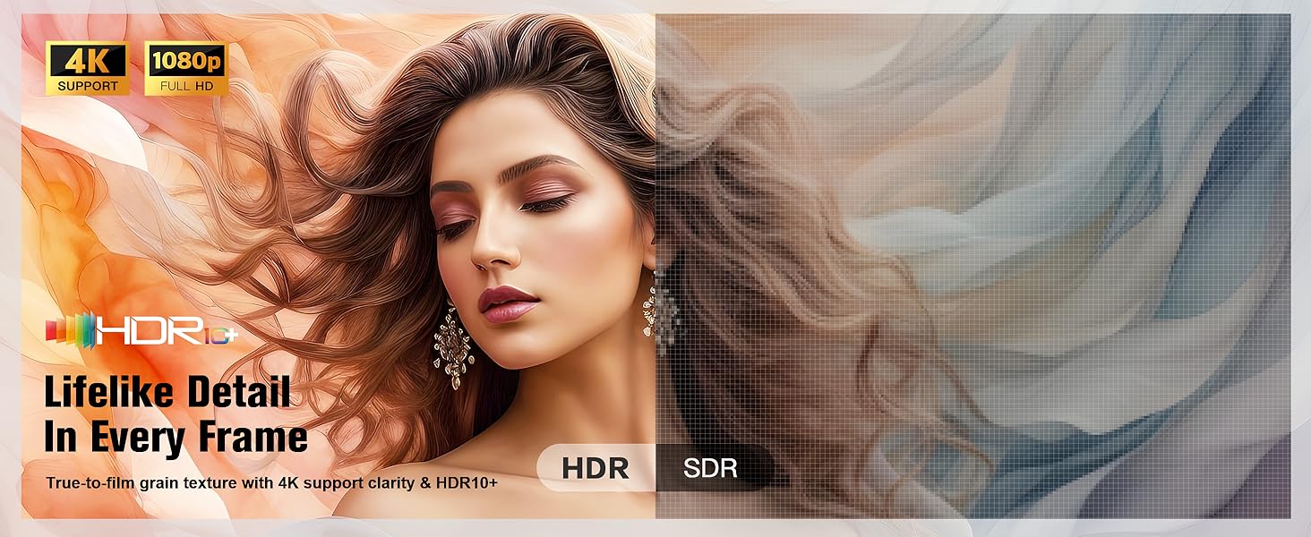 【Google TV Smart Projector 】4K Smart Projector with WiFi and Bluetooth, VOPLLS 800 ANSI Outdoor Projector with Dolby/Auto Focus, Portable Movie Phone Gaming Wifi Projector for Bedroom/Home