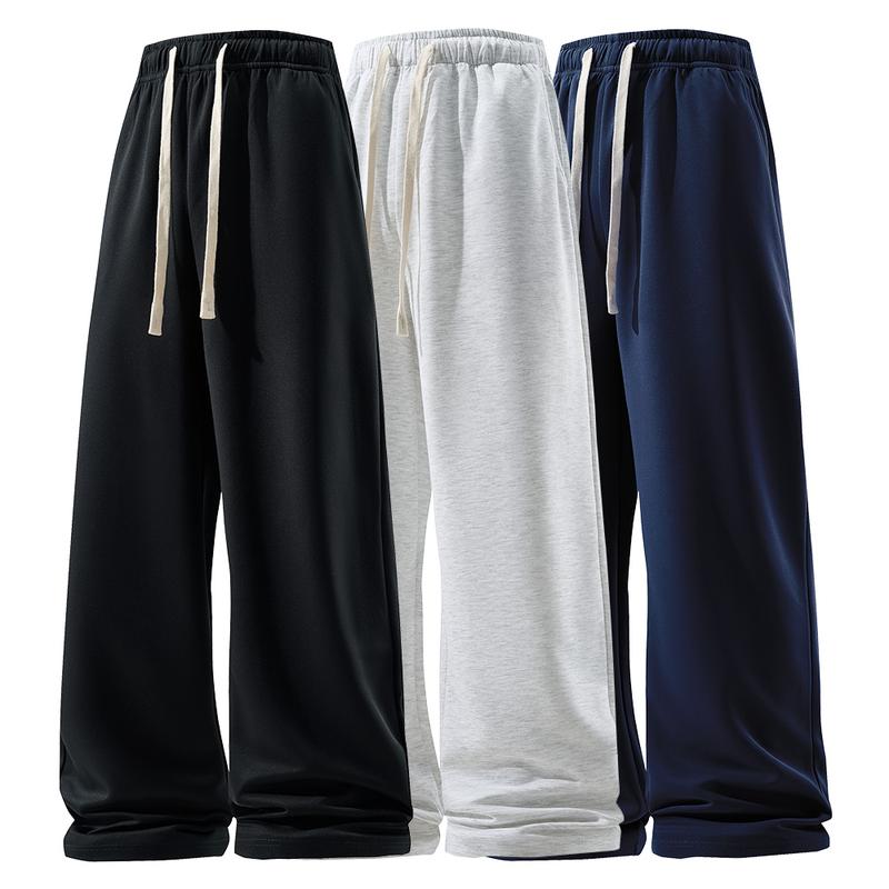 3PCS pants men sweatpants Men's Solid Thermal Lined Drawstring WaistPants,Casual Comfy Loose Fitting Trousers for Fall &Winter, Men's Bottoms for Daily Wear, Relaxed Fit, fleece sweatpants，school season 100% polyester fiber