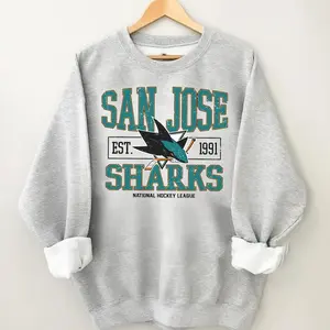 [Sale Up To 30%] + [Free Ship] Vintage San Jose Sweatshirt, Sharks Sweater, Hockey Fan Shirt, Retro San Jose Ice Hockey, San Jose 1991