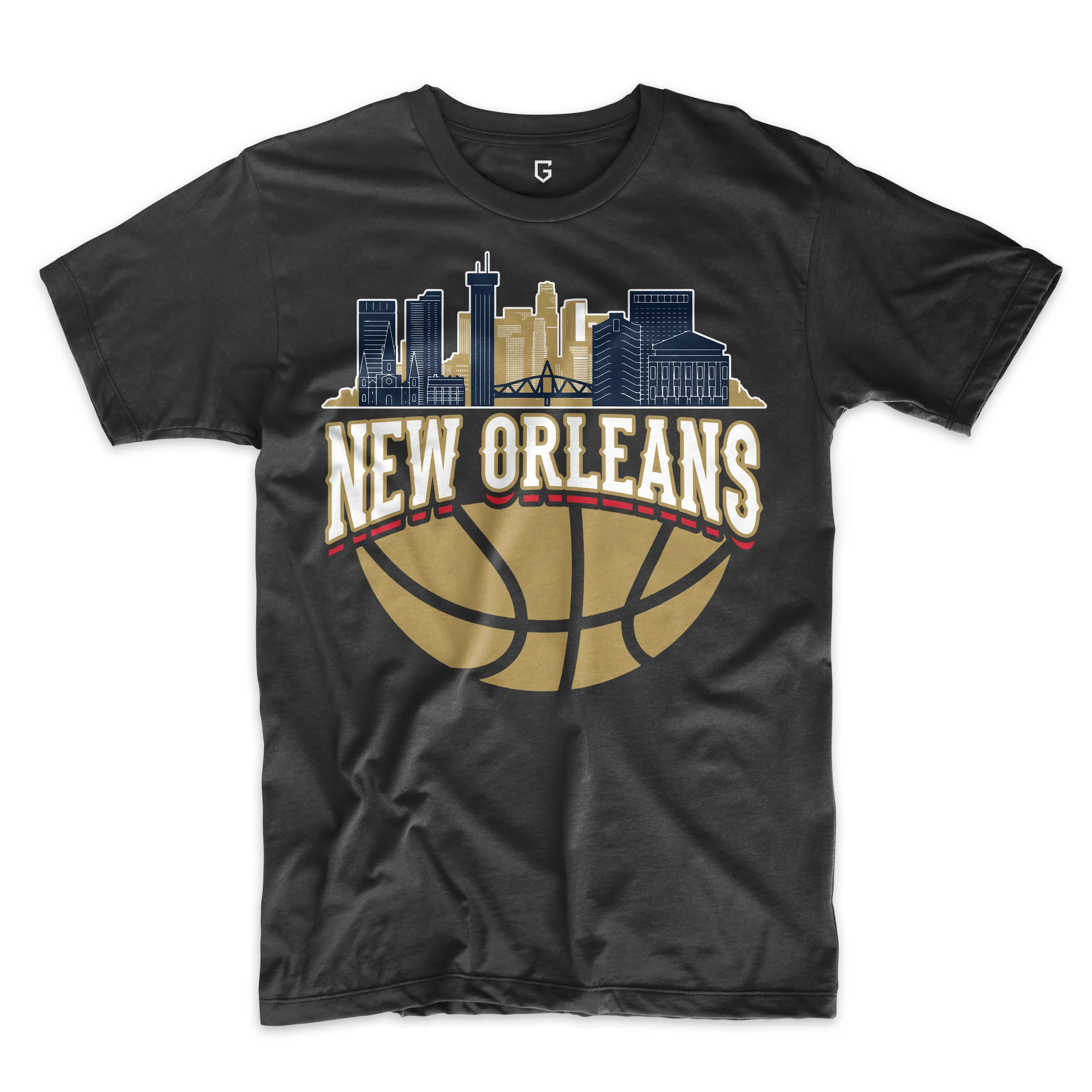 New Orleans Basketball Skyline Men's Pelican T-Shirt