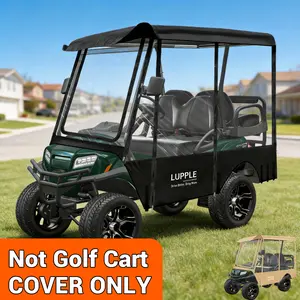 LUPPLE Universal 4 Passenger Golf Cart Enclosure 86.6" Extended Roof for EZGO Club Car, 600D Waterproof & Windproof Rain Cover, 4-Sided Clear PVC Window for All-Weather Winter Driving