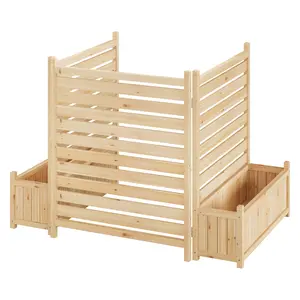 Garvee Outdoor Privacy Screen with Planter Box | 3-Panel Wooden Fence 84x102 cm (33x40 inches) to Hide Air Conditioning Unit, Trash Bins, and Pool Equipment