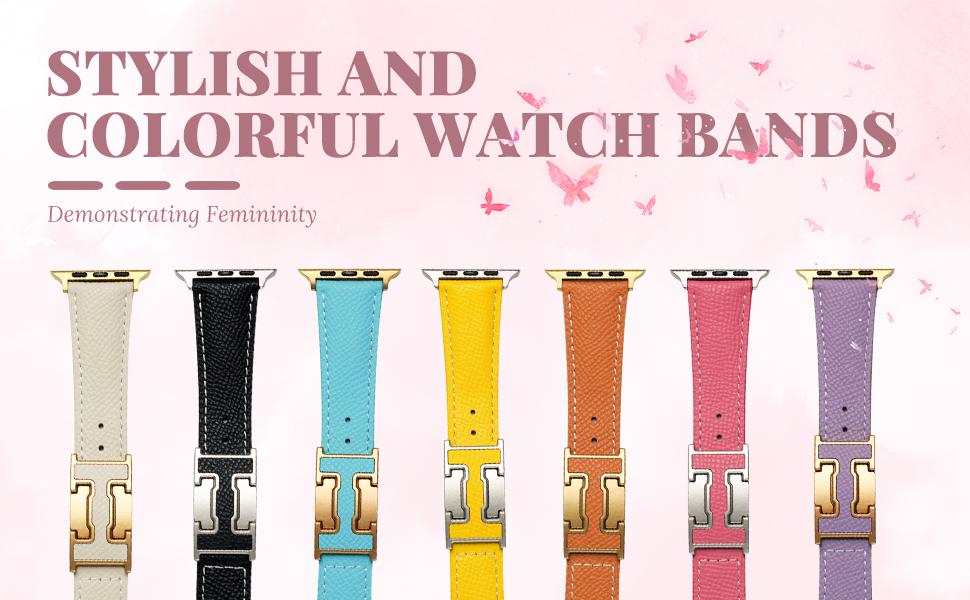 CRAZYGRASS Magnetic Leather Strap Watch Band for Women 38-49mm Square Smartwatch to Match Every Outfit Designer Replacement Strap Gift for Her Slim Wrist Friendly TikTok Made Me Buy It [WATCH NOT INCLUDED] Wristwatch Wearable