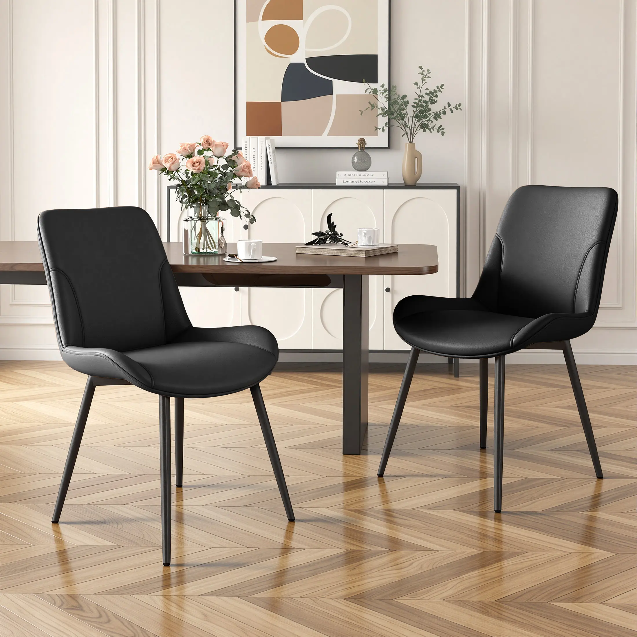 Dining Chairs Set of 4, Modern Upholstered Dining Chairs, Kitchen Chairs with Cushioned Seat and Back, Armless Side Chairs with Metal Legs for Dining Room Kitchen,dorm essentials,home decor