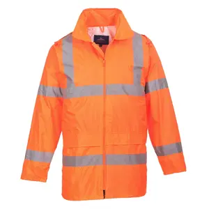 Portwest UH440 Men's Lightweight Waterproof Hi Vis Reflective Rain Jacket Orange