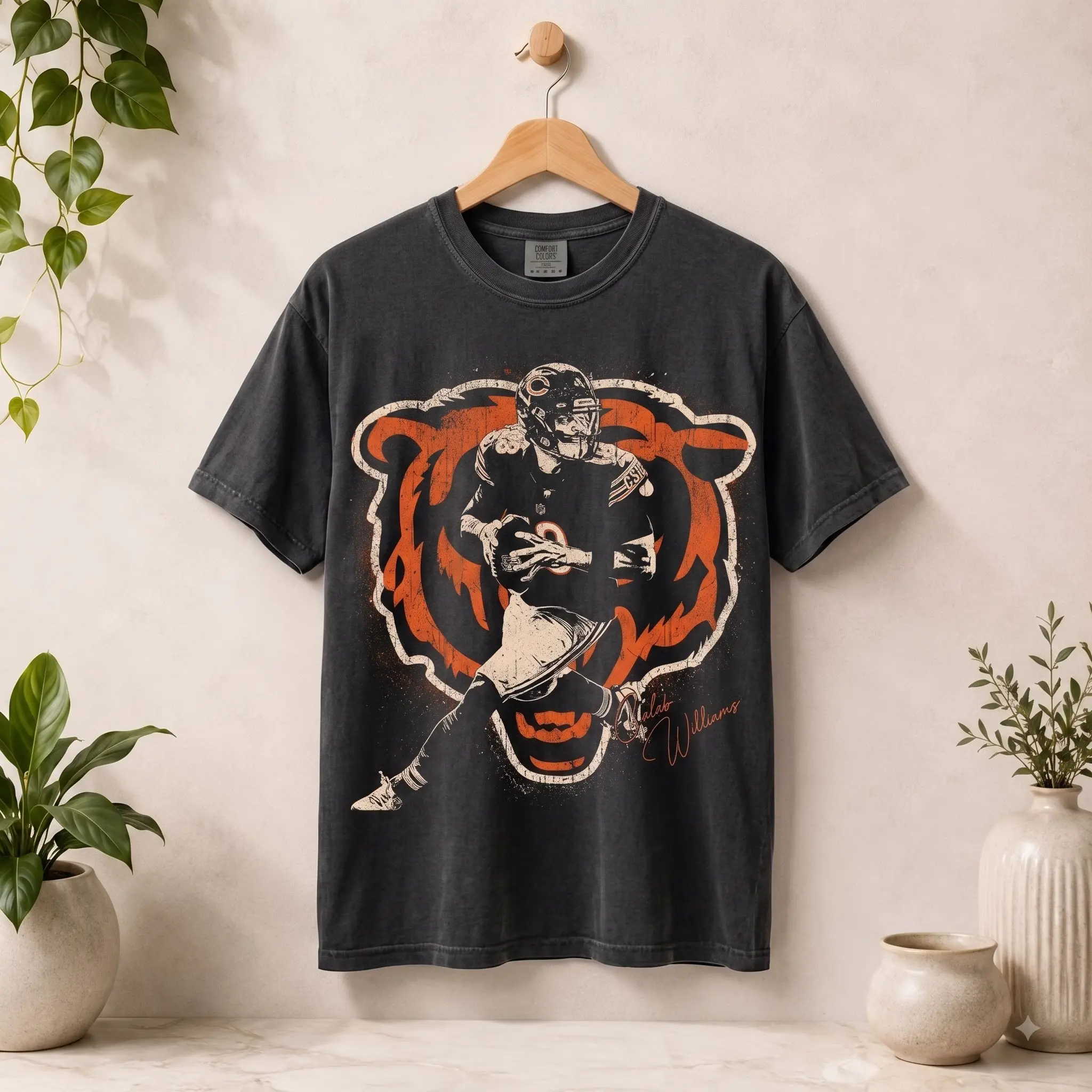 Caleb Williams Vintage Bear Logo Graphic Football T-Shirt,  Chicago Football Shirt , Fan Gift Tee