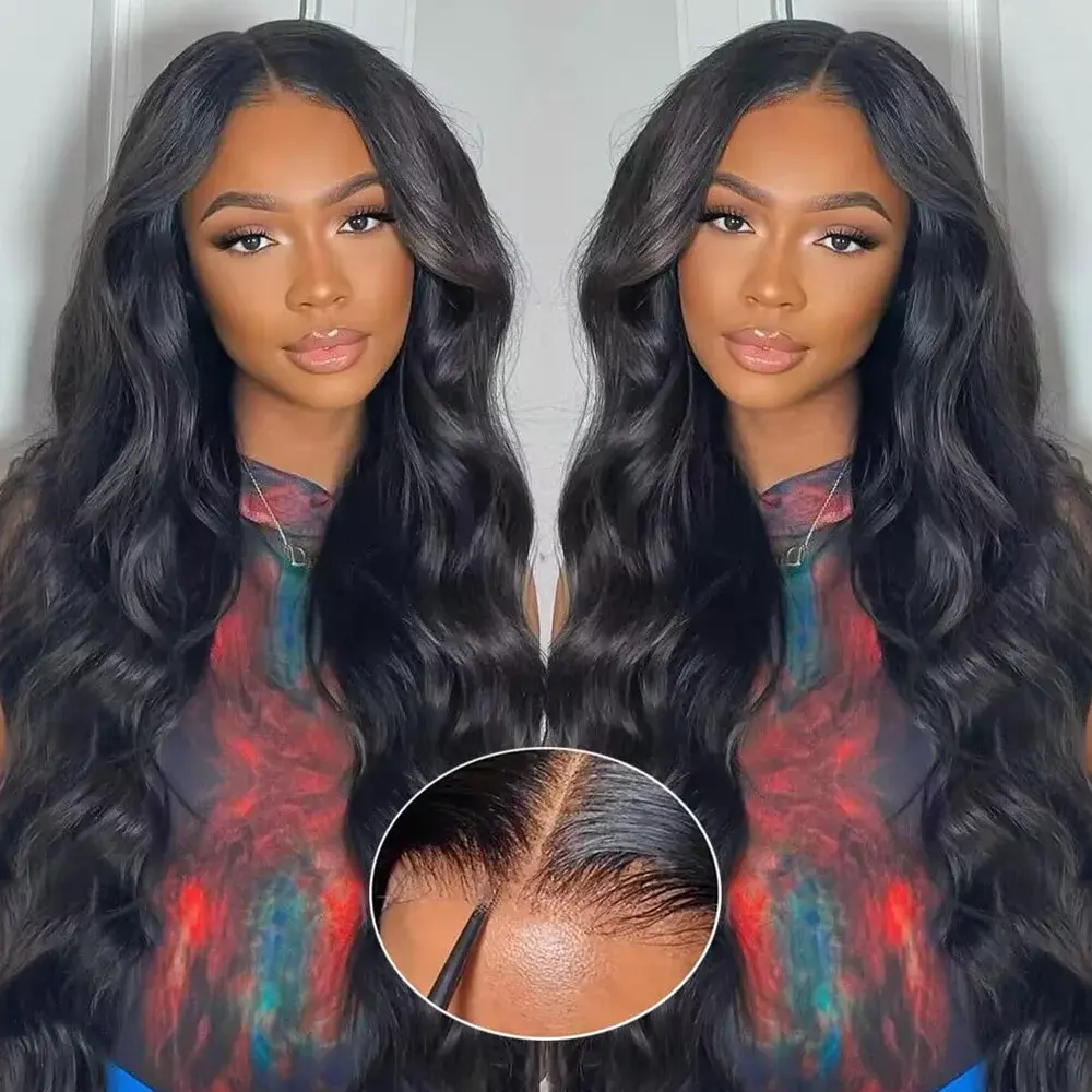 250% Density Glueless Wigs Human Hair Pre Plucked Pre Cut 7x6 HD Lace Closure Wigs Human Hair Body Wave Lace Front Wigs Human Hair for Women Drawstring Glueless Wigs for Beginners