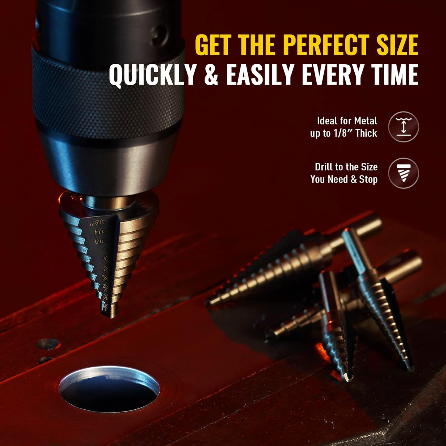 5PCS Titanium Step Drill Bit Set, High Speed Steel Cone Drill Bits 50 Sizes Multi-Hole Cutting Tool, Metal Hole Cutter for Iron Copper Wood Plastic Fiberglass, DIY Industrial Hand Tools, Perfect Father's Day Gift for Dad 5PCS Titanium Step Drill Bit Set, High Speed Steel Cone Drill Bits 50 Sizes Multi-Hole Cutting Tool, Metal Hole Cutter for Iron Copper Wood Plastic Fiberglass, DIY Industrial Hand Tools, Perfect Father's Day Gift for Dad