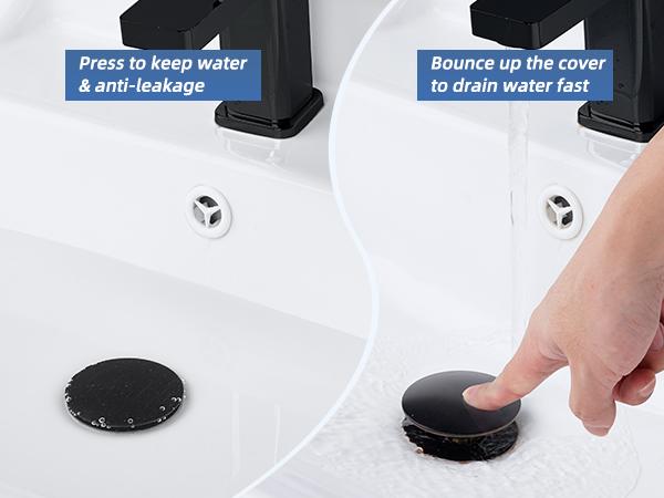 Hibbent Upgraded 3 in 1 Bathroom Sink Drain Strainer, Pop Up Sink Stopper with Big Push Cap, Anti-Clogging Metal Filter Basket,Sink Plug with Hair Catcher for 1.1''~2.36'' Basin, Oil-Rubbed Bronze