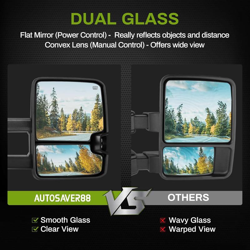 YITAMOTOR Towing Mirrors Compatible with 2014-2018 Silverado Sierra 1500 2500HD 3500HD Power Heated Smoke LED Turn Signal Manual Telescoping Folding Clearance Light Reverse Light Black Housing Car Accessories Auto Parts