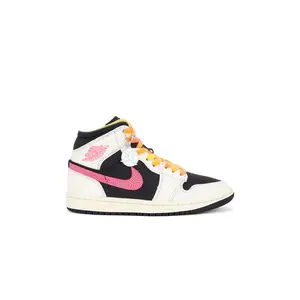 Jordan Air Jordan 1 Mid SE EDG Sneaker in Pale Ivory, Racer Pink, Black & Muslin
