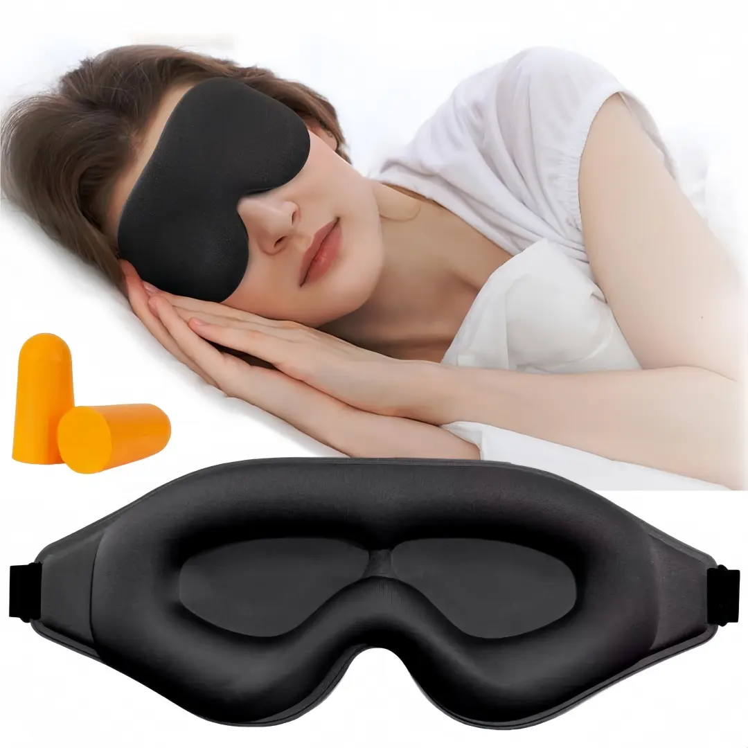 LMMAKE 1PC 3D Contoured Foam Sleeping Mask, 100% Blackout Light Blocking, No Eyelash Pressure, Breathable Memory Foam, Ideal for Side Sleepers, Travel Use