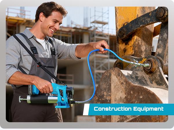 SEESII Cordless Electric Grease Gun Kit - 10000PSI 4.6 oz/min, 2 Batteries, 39.4" Hose, 90° Coupler, 3 Tips for Fast Effortless Greasing, GR01