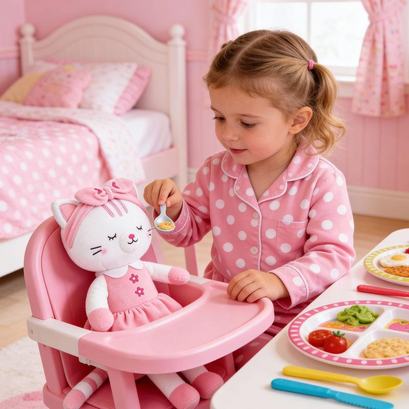 Valentine Gift Plush Cat Doll Soft 15'' Stuffed Animal Toy for Baby Girls, Adorable Holiday Gift for Xmas and Birthday, Valentine Gift for Kids Cozy Cuddle Toy for Kids