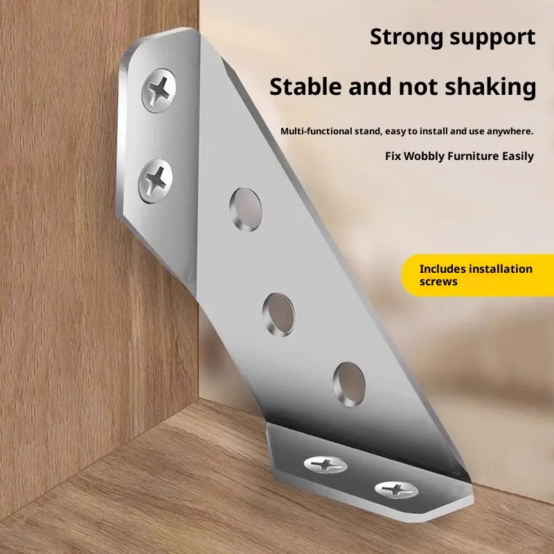 Furniture Corner Connector - 10PCS Universal Stainless Steel L Brackets for Wood, Hardware Metal Angle Bracket Corner Supports, L Bracket for Shelves, Table, Cabinet, Drawer, Corner Brackets for Wood