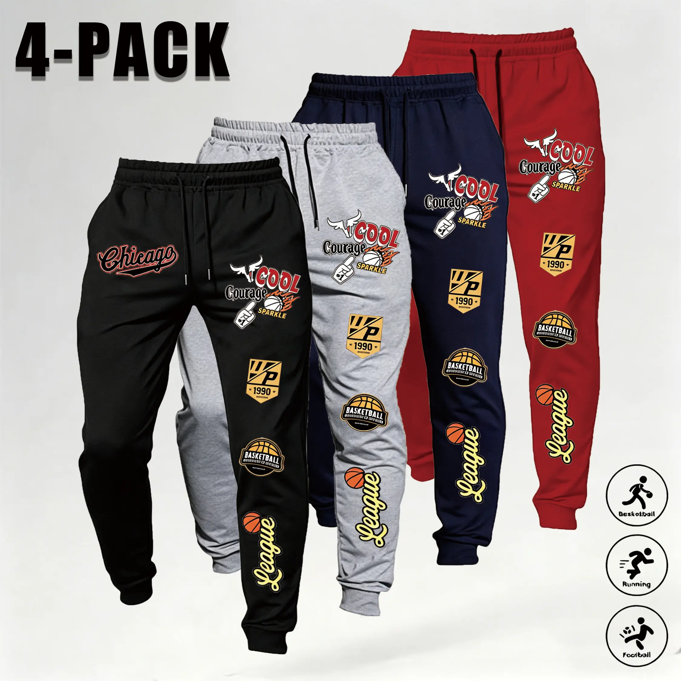 Vintage Basketball Graphic Joggers Men Streetwear Elastic Waist Casual Sweatpants#MensStreetwear #Joggers #Sweatpants #MensFashion #SportsWear