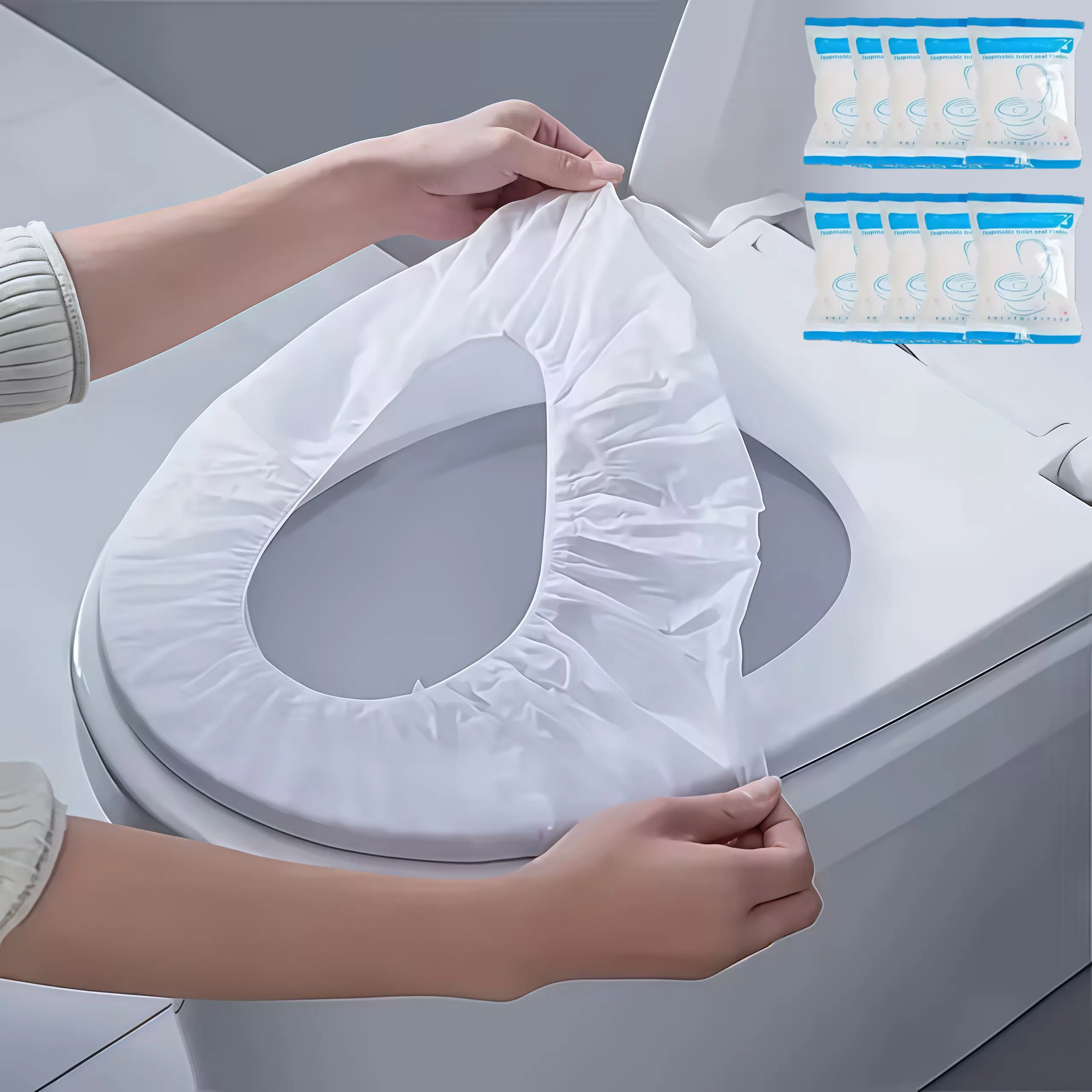 Disposable Toilet Seat Covers (10-20pcs) - Individually Wrapped, Waterproof, Steady Nonslip, Antislip Grip, Portable Bathroom Accessory, Unisex Outdoor Travel/Camping Essential for Public Use, Toilet Accessories Cover