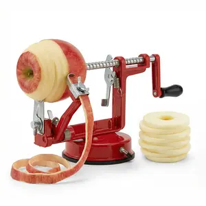 Apple Peeler Corer Slicer with Suction Base – Hand Crank Spiral Cutter